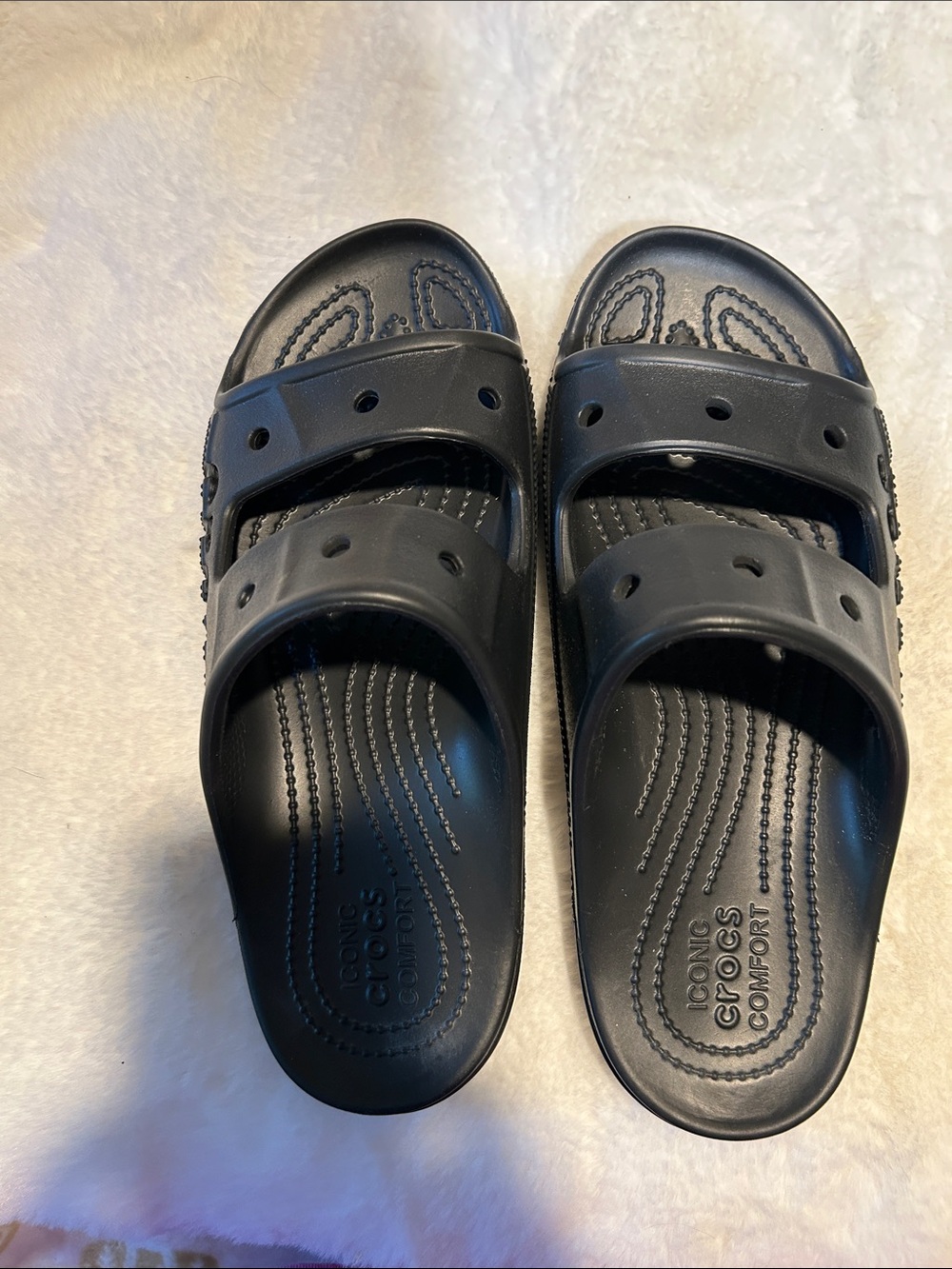 CROCS Men’s Black Double-Strap Slide Sandals